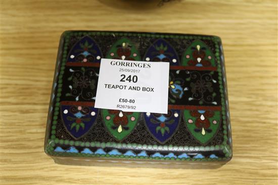 A Japanese bronze teapot and a cloisonne box